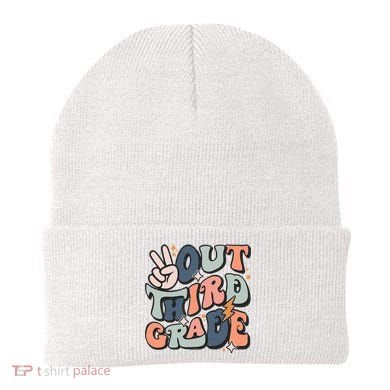 Groovy Last Day Of School 3rd Grade Peace Out Third Grade Beanie