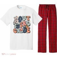 Groovy Last Day Of School 3rd Grade Peace Out Third Grade Pajama Set thumb 0