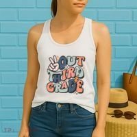 Groovy Last Day Of School 3rd Grade Peace Out Third Grade Women's Tank Top thumb 2