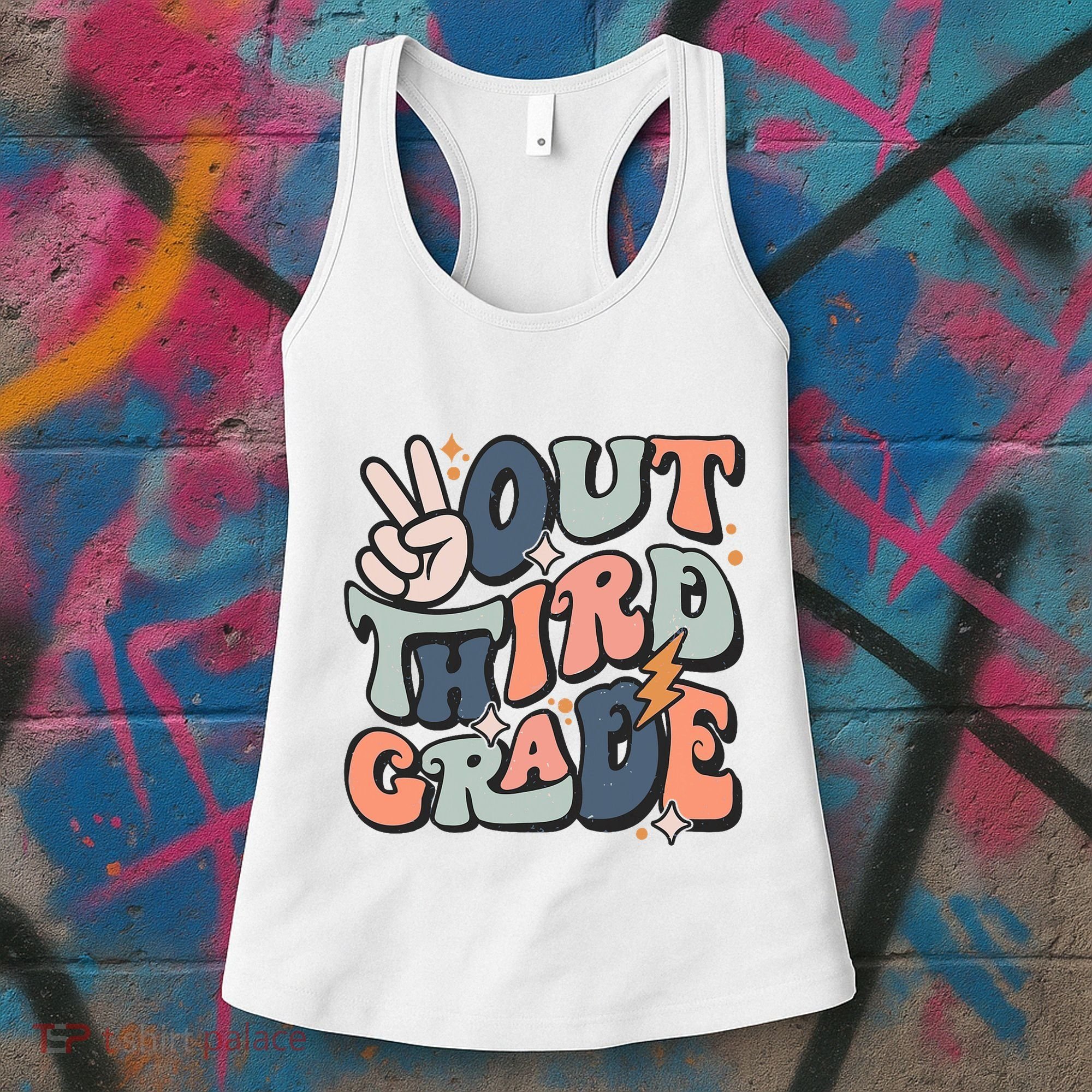 Groovy Last Day Of School 3rd Grade Peace Out Third Grade Women's Tank Top