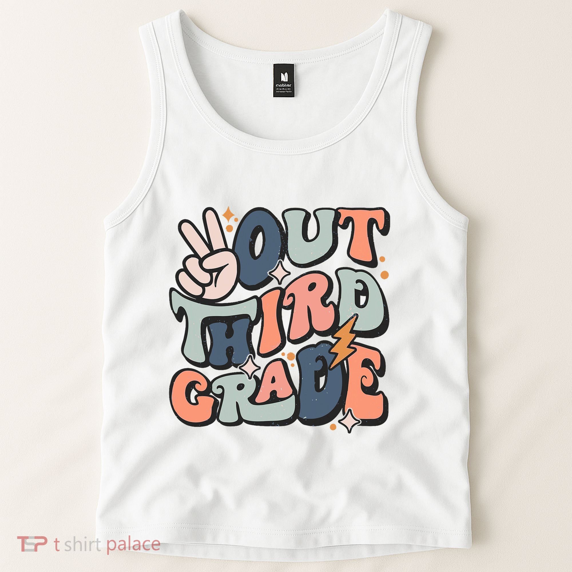 Groovy Last Day Of School 3rd Grade Peace Out Third Grade Tank Top