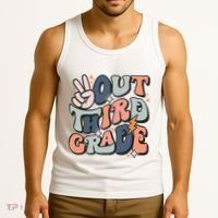 Groovy Last Day Of School 3rd Grade Peace Out Third Grade Tank Top thumb 3