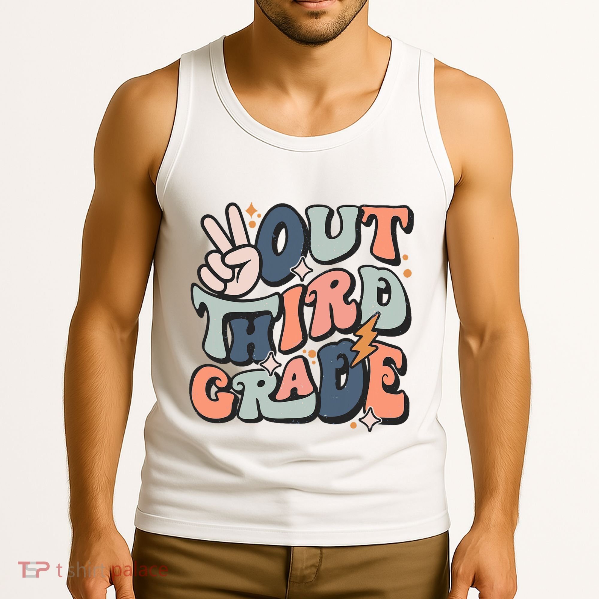 Groovy Last Day Of School 3rd Grade Peace Out Third Grade Tank Top