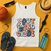 Groovy Last Day Of School 3rd Grade Peace Out Third Grade Tank Top thumb 4