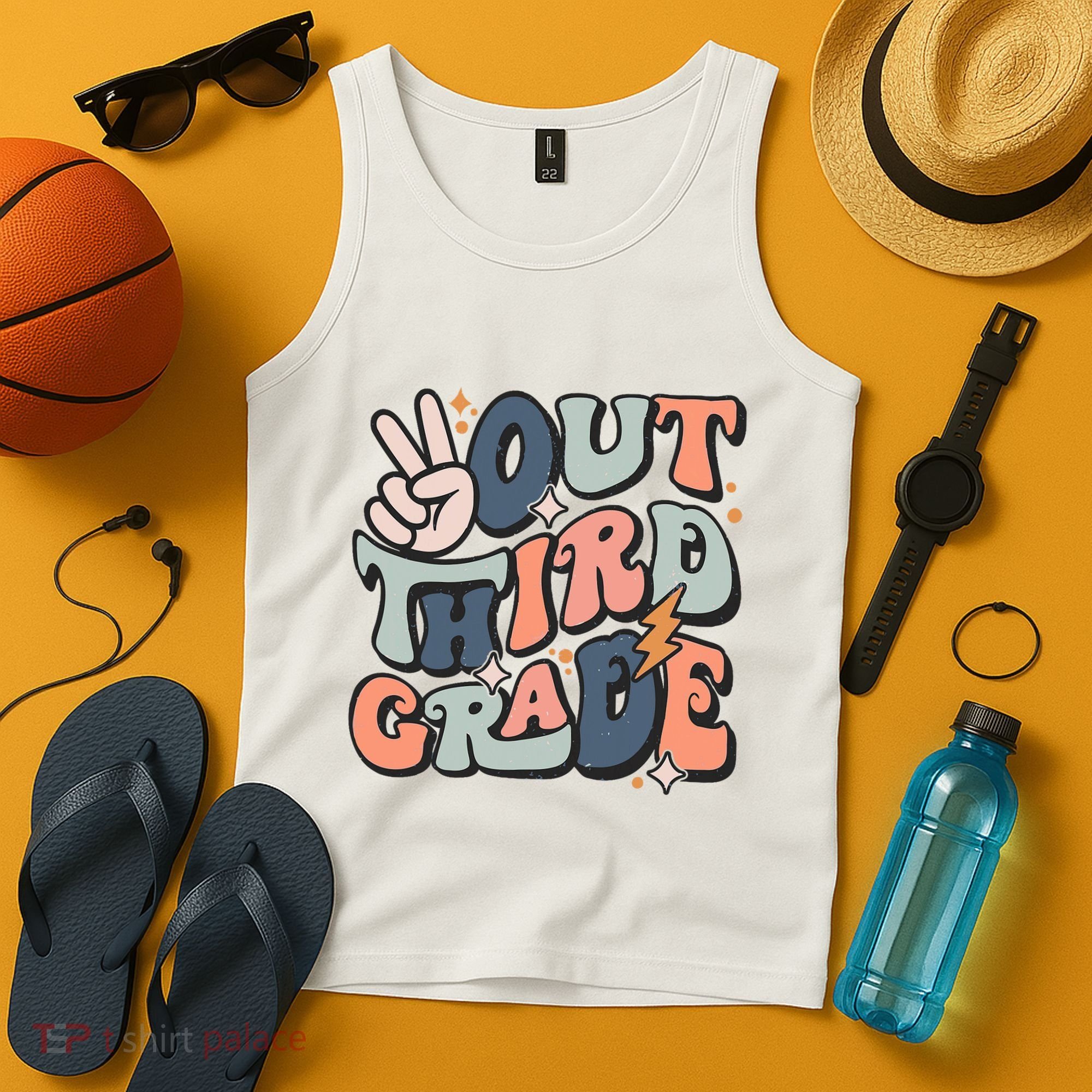 Groovy Last Day Of School 3rd Grade Peace Out Third Grade Tank Top