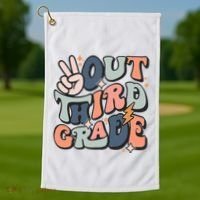Groovy Last Day Of School 3rd Grade Peace Out Third Grade Golf Towel thumb 1