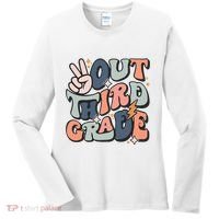 Groovy Last Day Of School 3rd Grade Peace Out Third Grade Women's Long Sleeve Shirt thumb 0