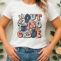 Groovy Last Day Of School 3rd Grade Peace Out Third Grade Women's T-Shirt thumb 2