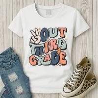 Groovy Last Day Of School 3rd Grade Peace Out Third Grade Women's T-Shirt thumb 3