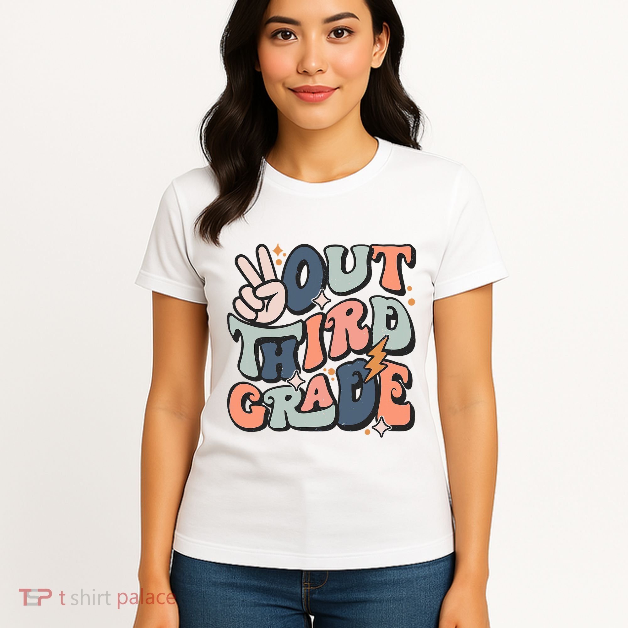 Groovy Last Day Of School 3rd Grade Peace Out Third Grade Women's T-Shirt