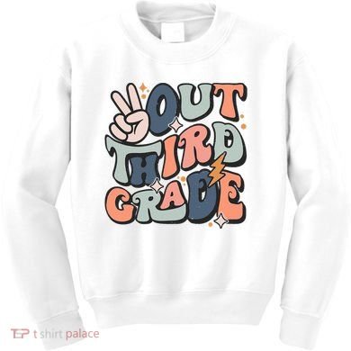 Groovy Last Day Of School 3rd Grade Peace Out Third Grade Kids Sweatshirt