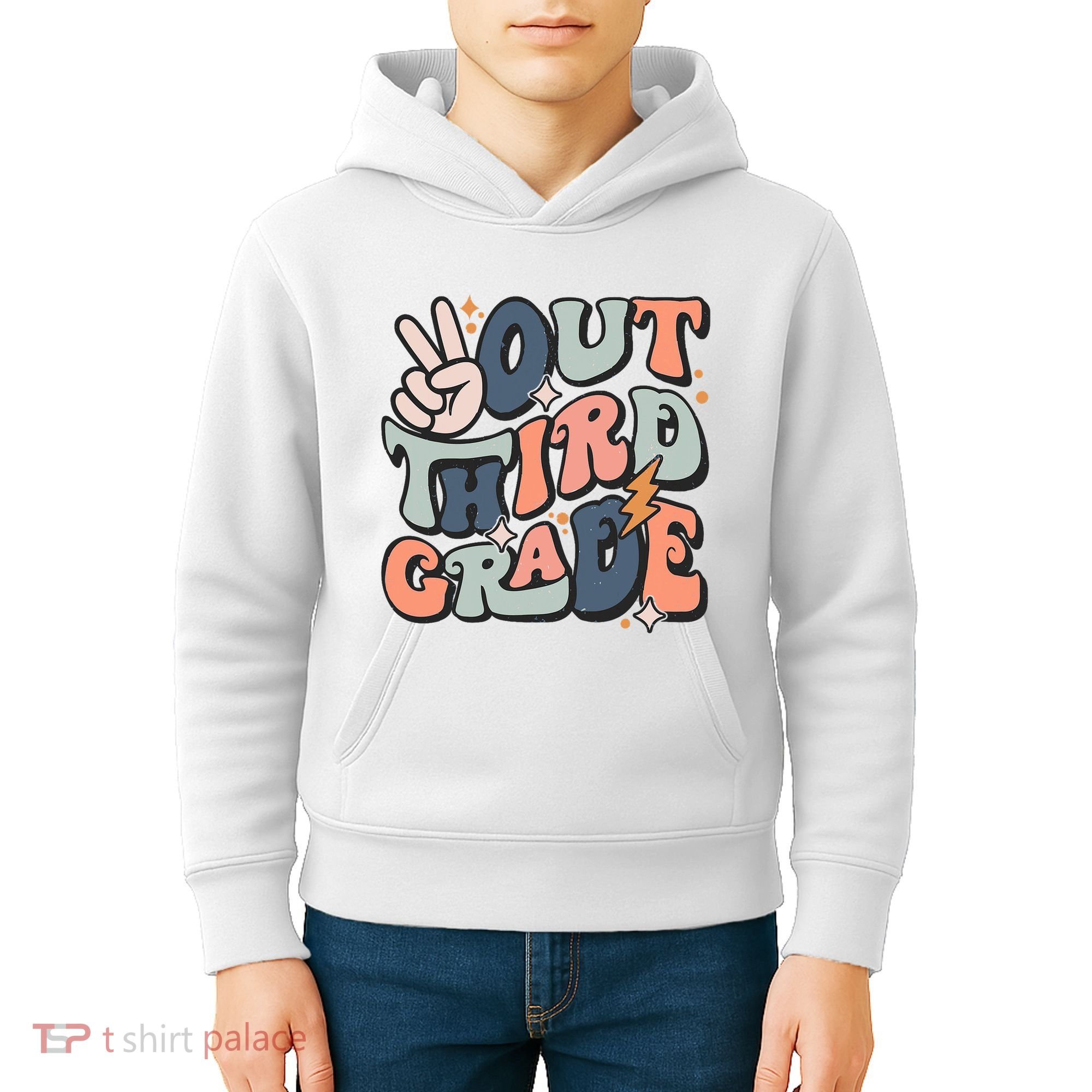 Groovy Last Day Of School 3rd Grade Peace Out Third Grade Kids Hoodie
