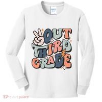 Groovy Last Day Of School 3rd Grade Peace Out Third Grade Kids Long Sleeve Shirt thumb 0