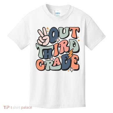 Groovy Last Day Of School 3rd Grade Peace Out Third Grade Kids T-Shirt