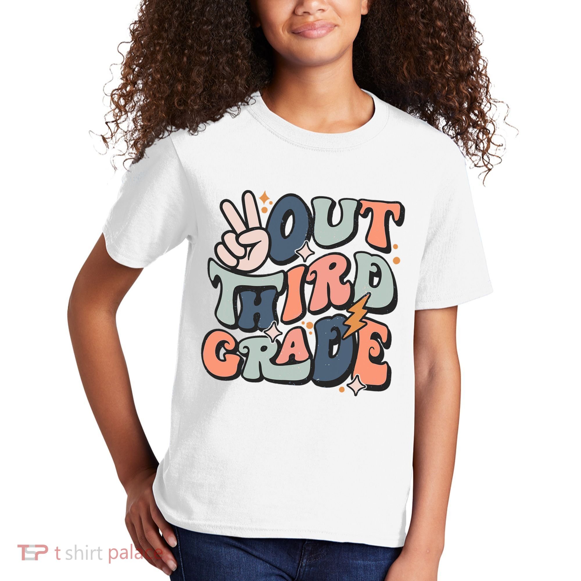 Groovy Last Day Of School 3rd Grade Peace Out Third Grade Kids T-Shirt