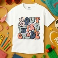 Groovy Last Day Of School 3rd Grade Peace Out Third Grade Kids T-Shirt thumb 3
