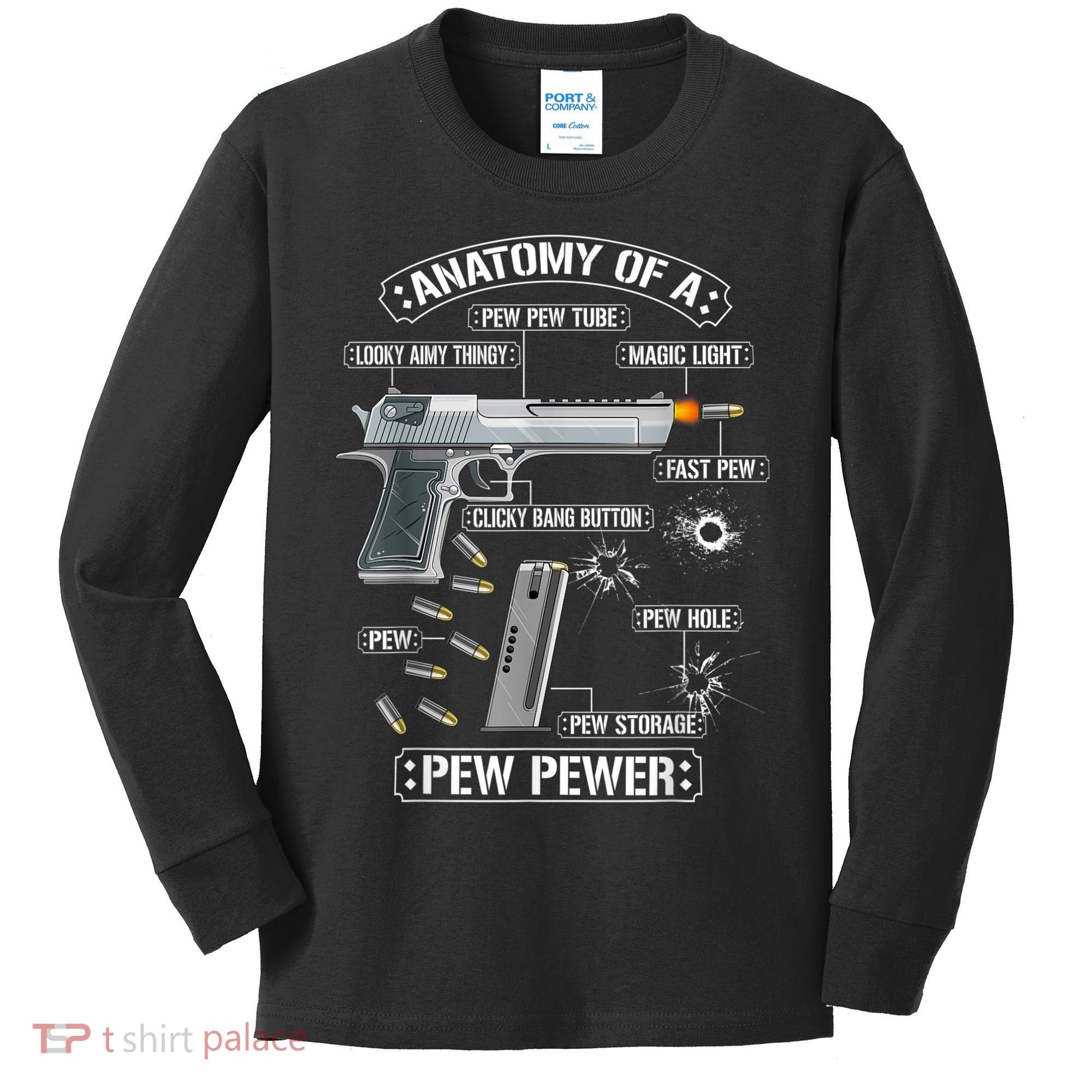 Gun Lovers Funny Amendment Meme Anatomy Of A Pew Pewer Kids Long Sleeve Shirt