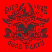 Good Love Good Death Skull Dia De Los Muertos Santa Hat thumb 1