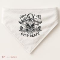 Good Love Good Death Skull Dia De Los Muertos USA-Made Doggie Bandana thumb 0