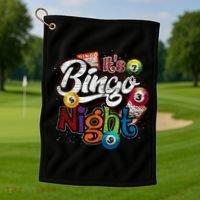 Gambling Lover Gift Its Bingo Night Funny Lottery Bingo Golf Towel thumb 1