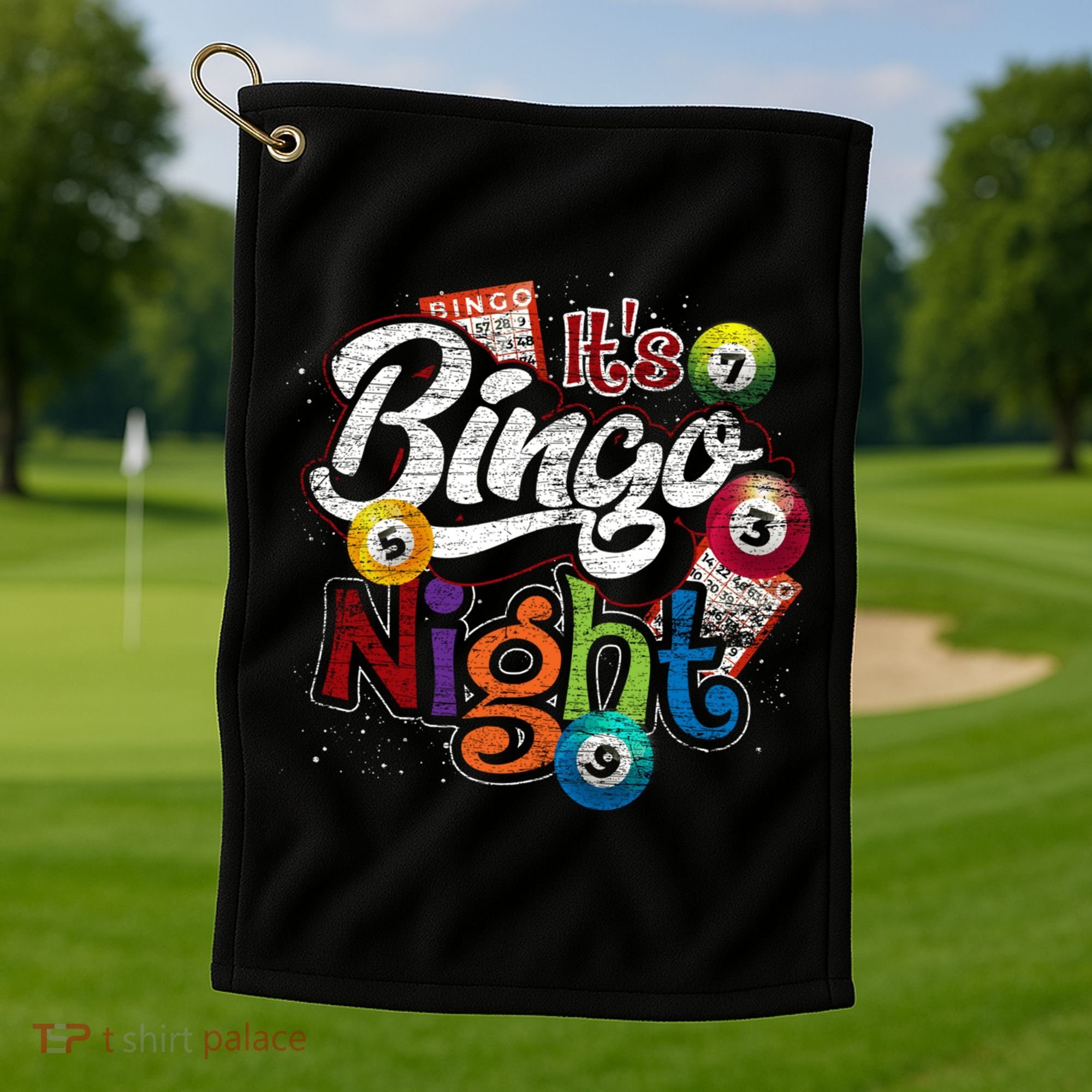 Gambling Lover Gift Its Bingo Night Funny Lottery Bingo Golf Towel