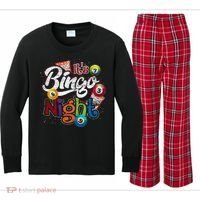 Gambling Lover Gift Its Bingo Night Funny Lottery Bingo Kids Long Sleeve Plaid Pajama Set thumb 0