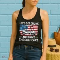 Golfer Lets Get Drunk And Drive The Golf Cart Golf Player Women's Tank Top thumb 2