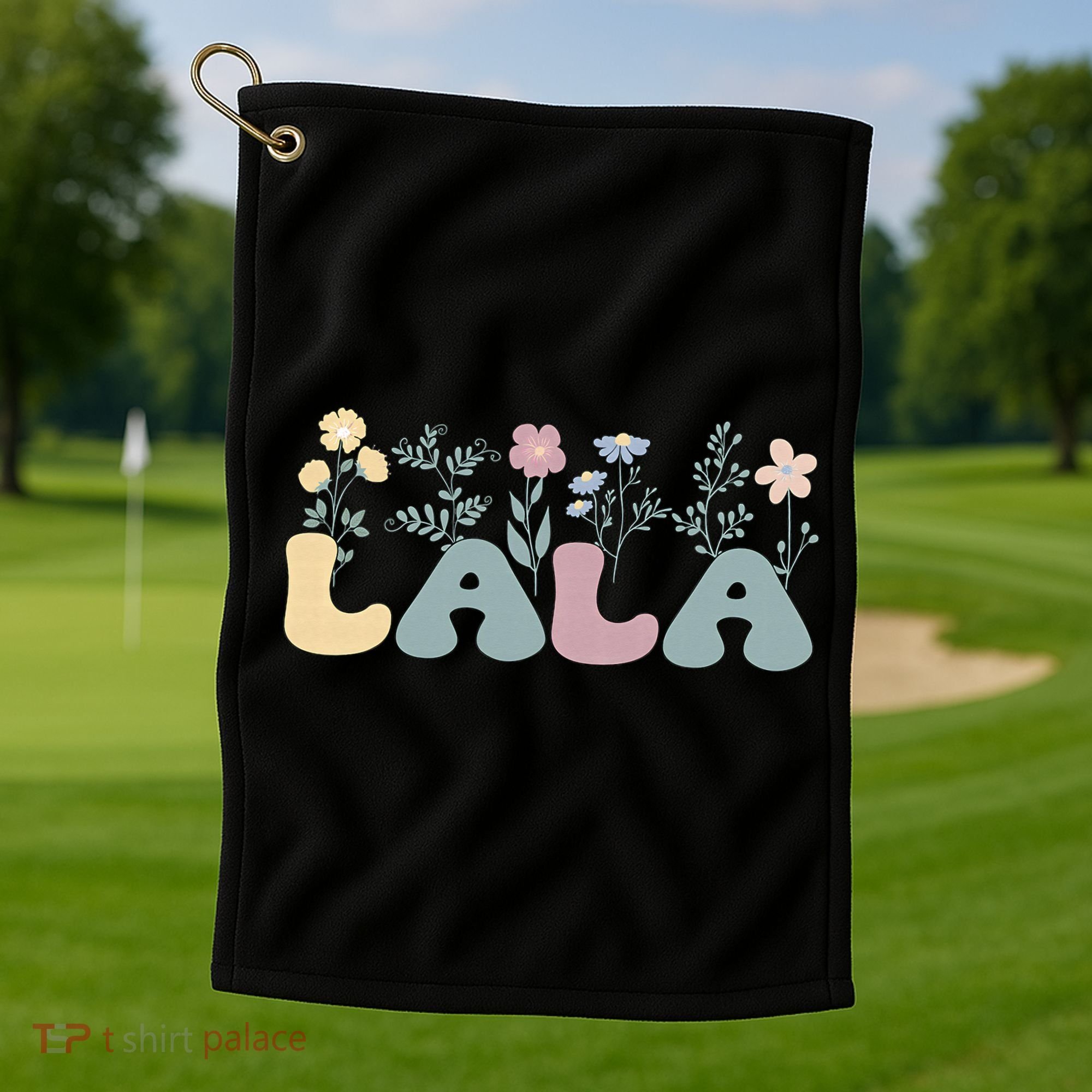 Groovy Lala Grandmother Flowers Lala Grandma Golf Towel