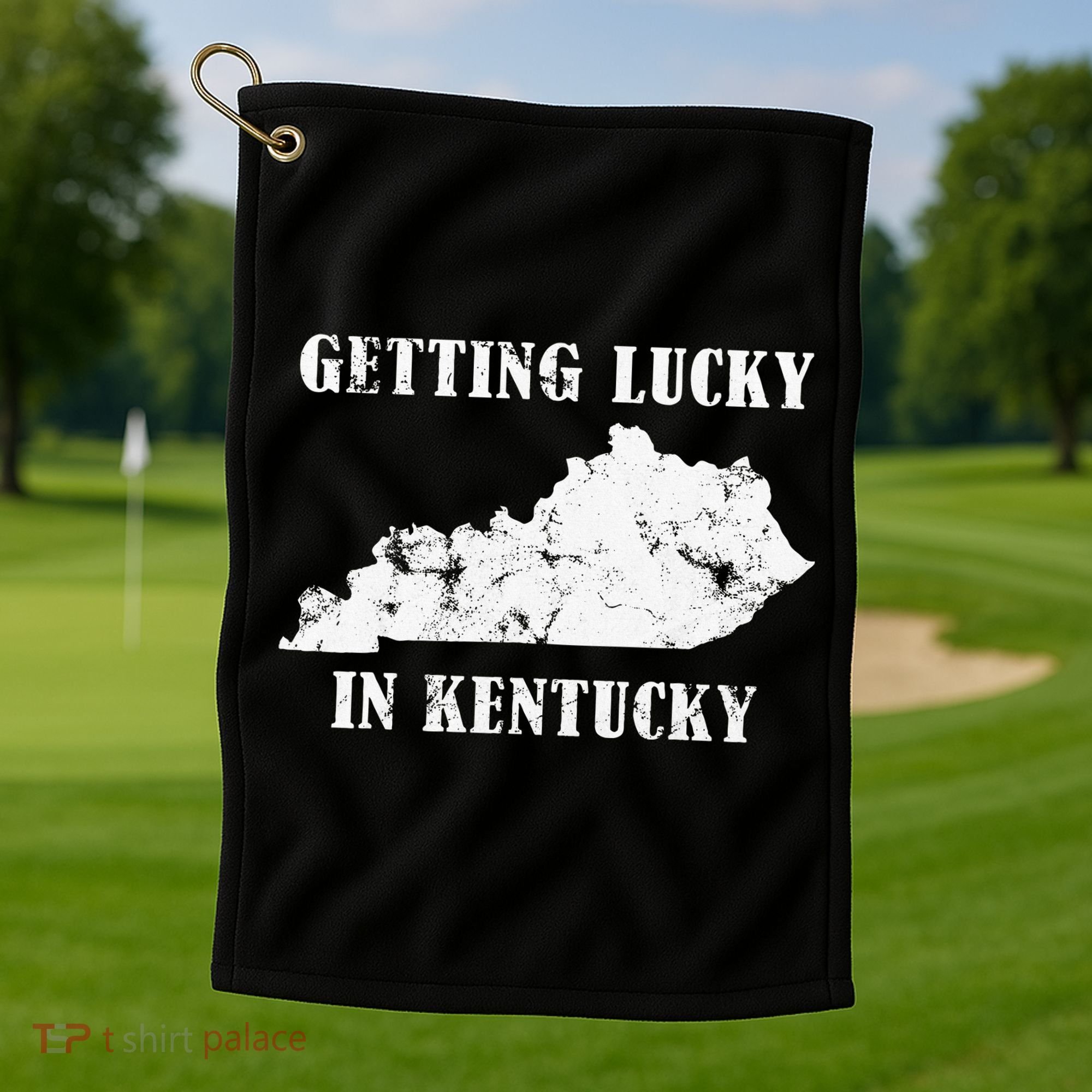 Getting Lucky In Kentucky Distressed Kentucky Golf Towel