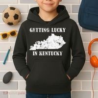 Getting Lucky In Kentucky Distressed Kentucky Kids Hoodie thumb 2