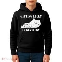 Getting Lucky In Kentucky Distressed Kentucky Kids Hoodie thumb 4