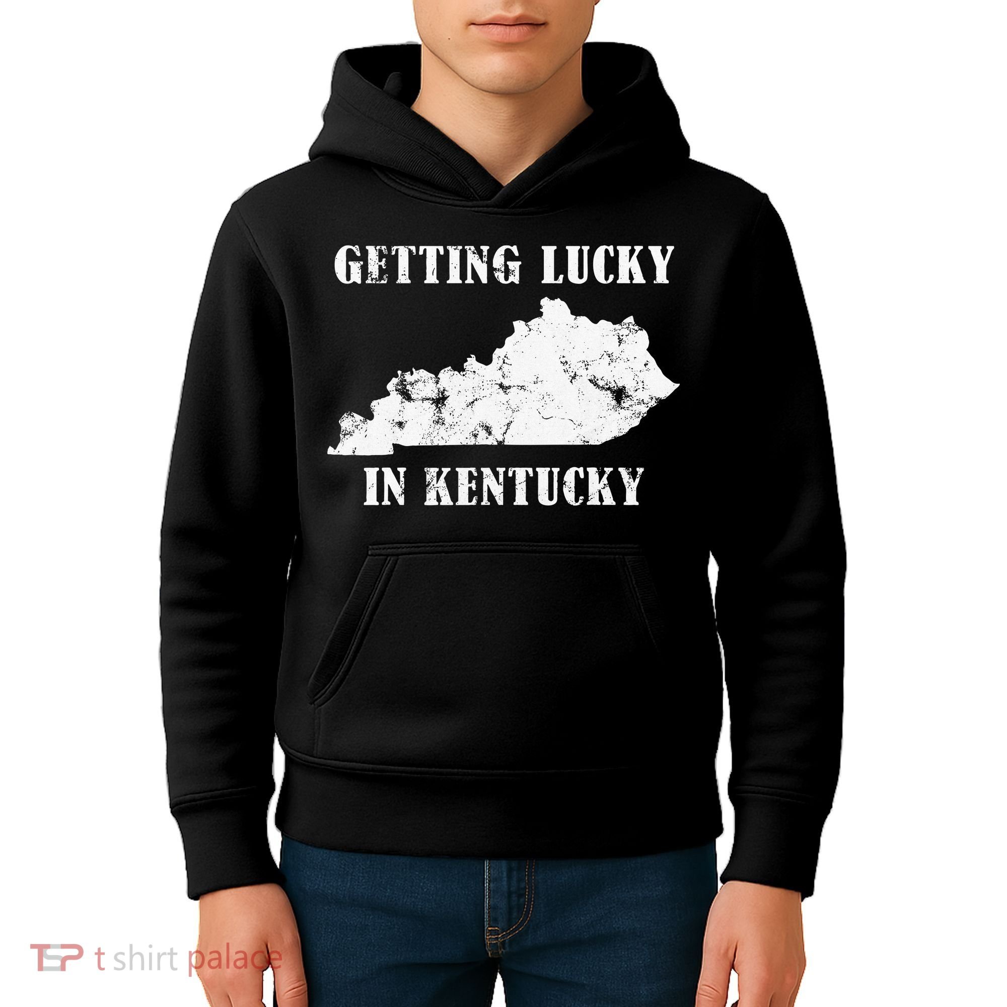 Getting Lucky In Kentucky Distressed Kentucky Kids Hoodie
