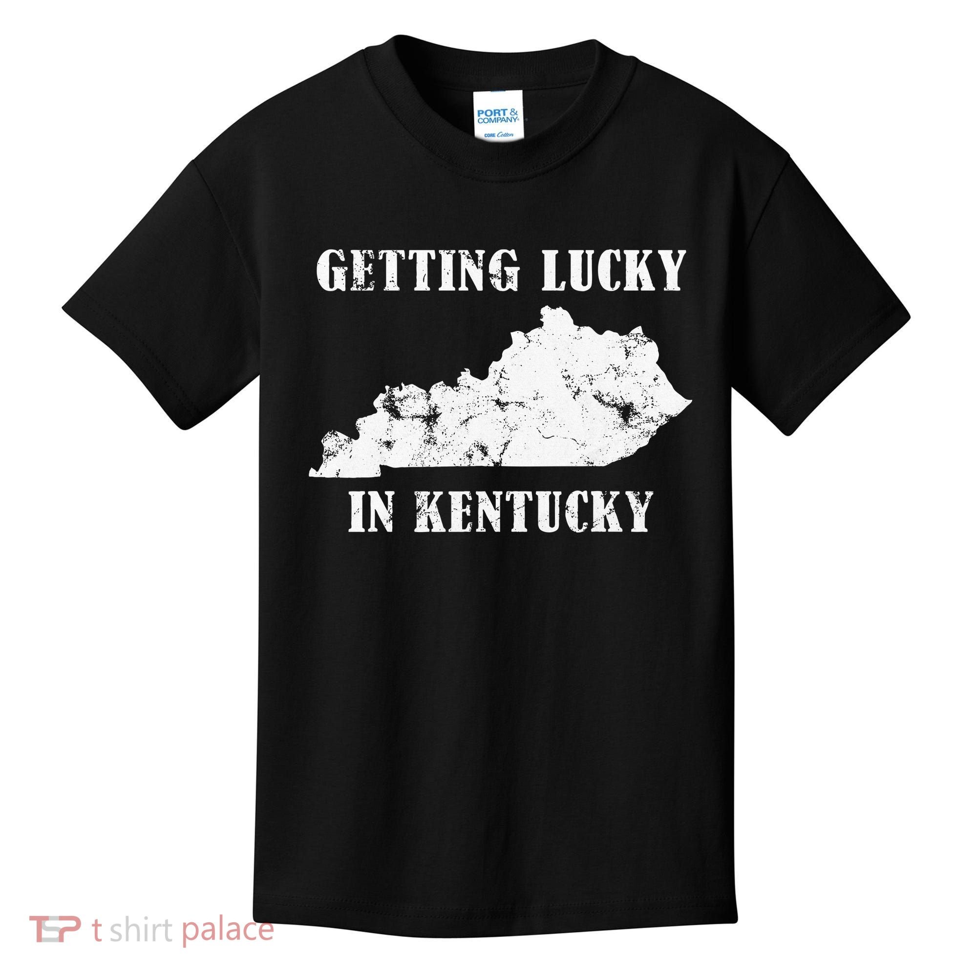 Getting Lucky In Kentucky Distressed Kentucky Kids T-Shirt
