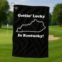 Getting Lucky In Kentucky Golf Towel thumb 1