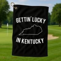 Gettin Lucky In Kentucky Golf Towel thumb 1