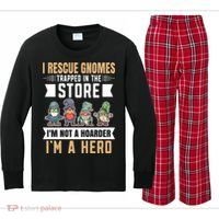 Garden Lover I Rescue Gnomes Not A Hoarder A Hero Gardener Kids Long Sleeve Plaid Pajama Set thumb 0