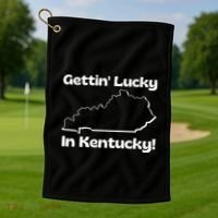 Gettin Lucky In Kentucky Golf Towel thumb 1