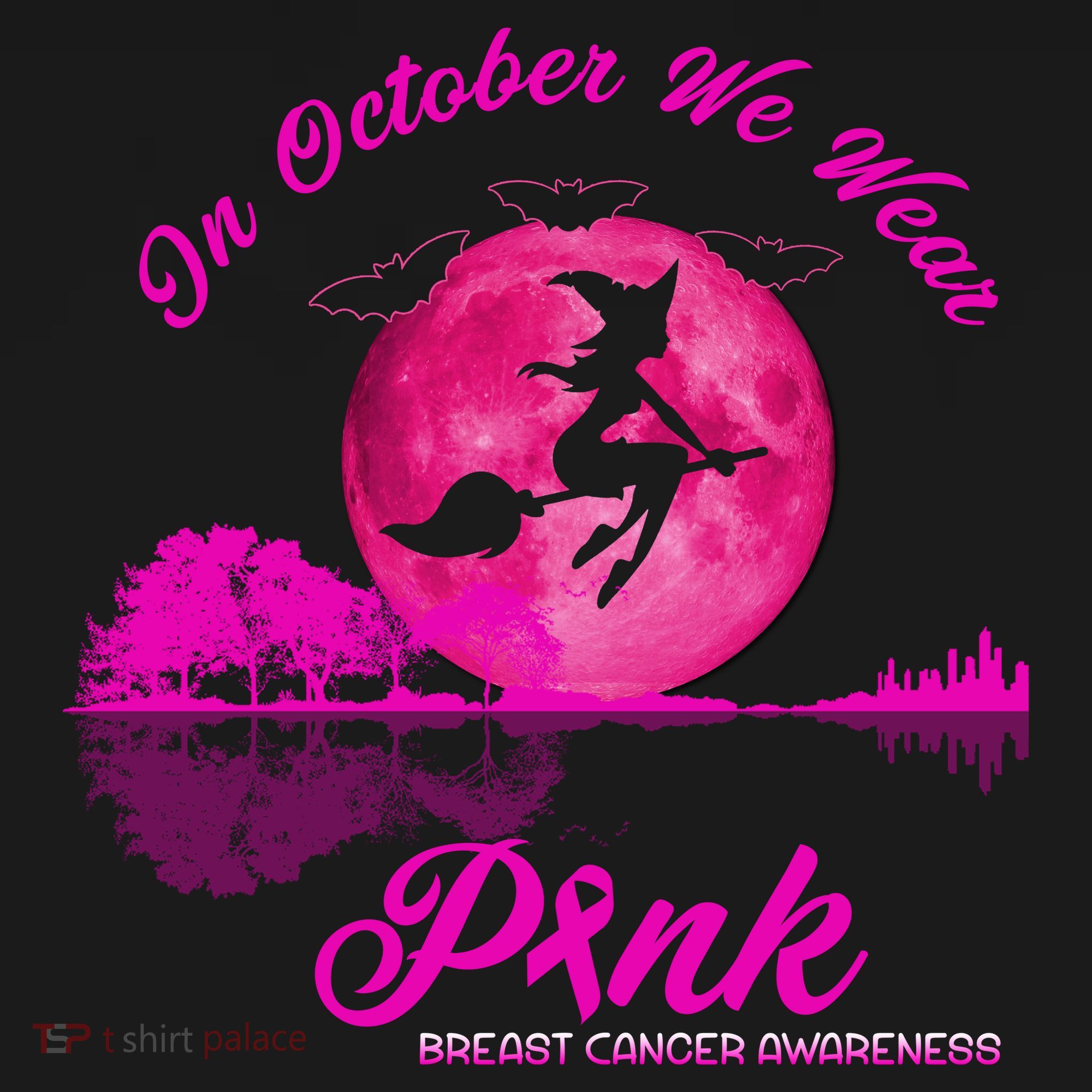 Guitar Lake In October We Wear Pink Breast Cancer Halloween Women's Hoodie