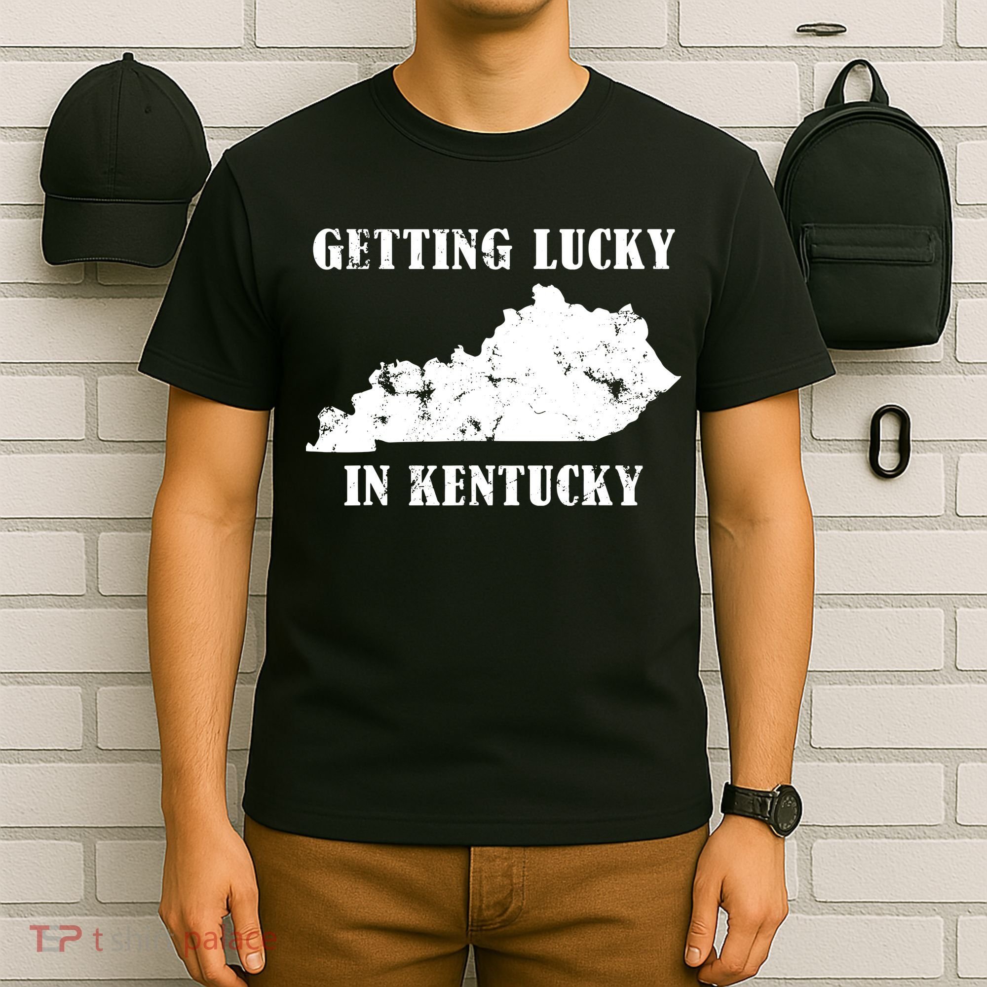 Getting Lucky In Kentucky Distressed Kentucky T-Shirt