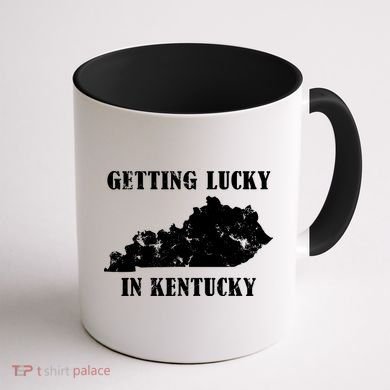 Getting Lucky In Kentucky Distressed Kentucky Coffee Mug back