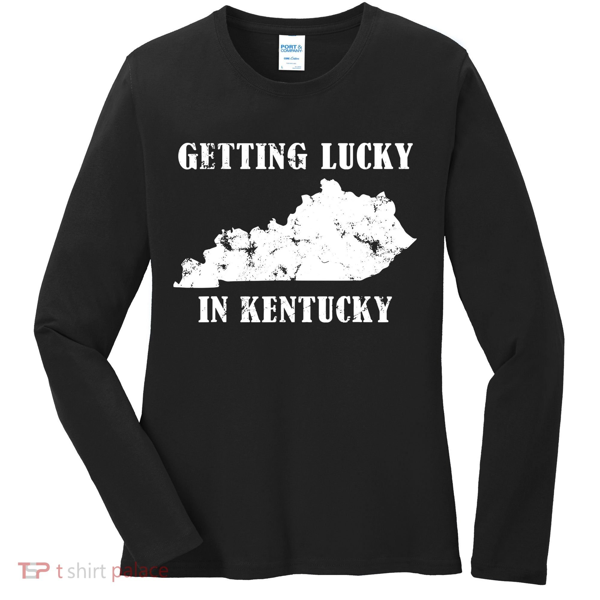 Getting Lucky In Kentucky Distressed Kentucky Women's Long Sleeve Shirt