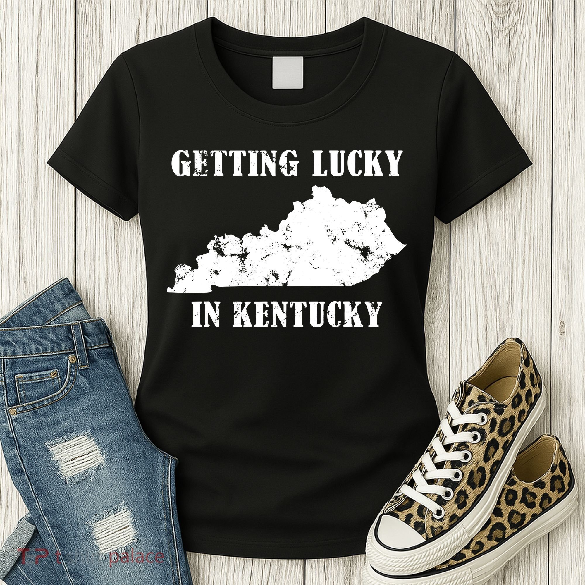 Getting Lucky In Kentucky Distressed Kentucky Women's T-Shirt