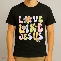 Groovy Love Like Jesus Religious God Christian T-Shirt thumb 3