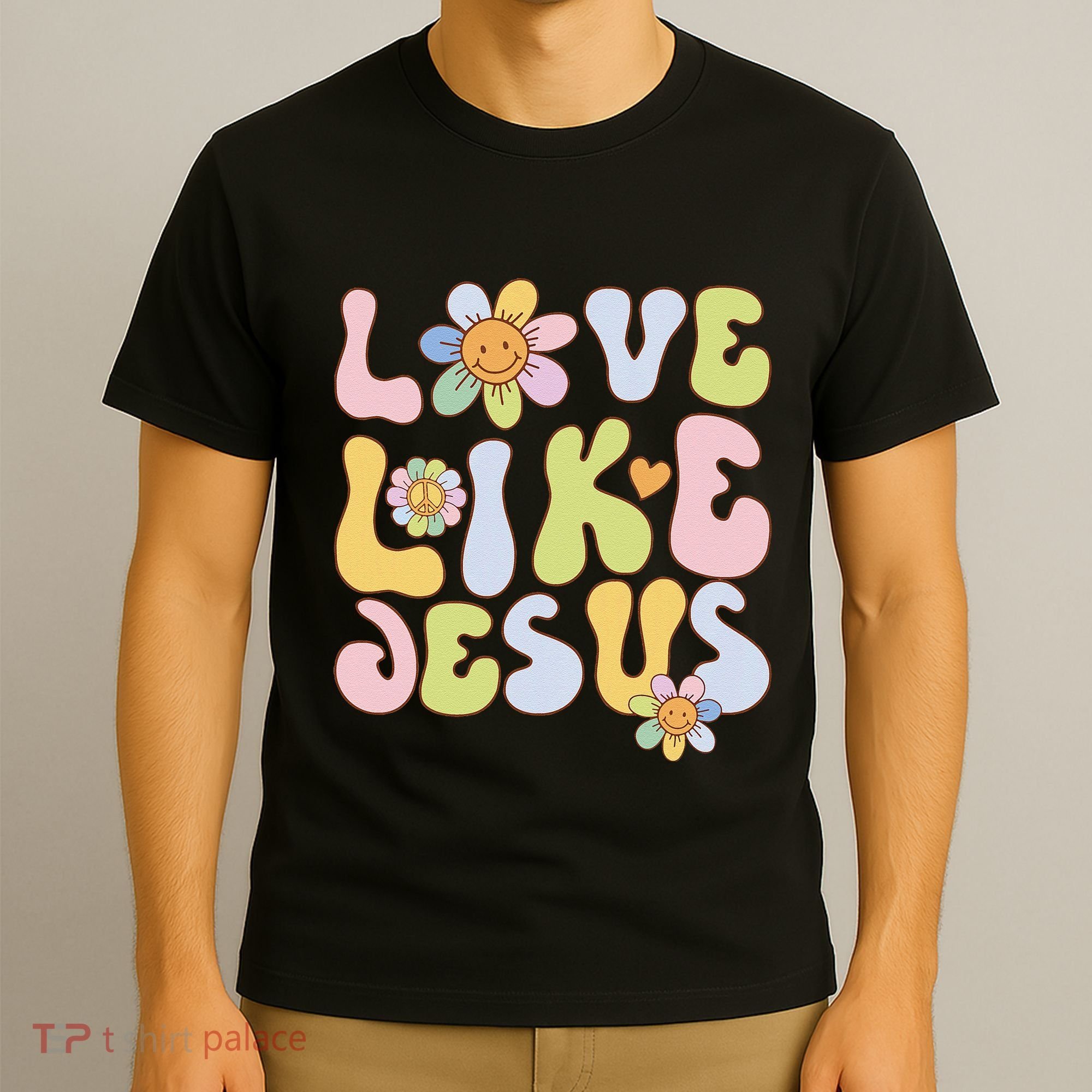 Groovy Love Like Jesus Religious God Christian T-Shirt