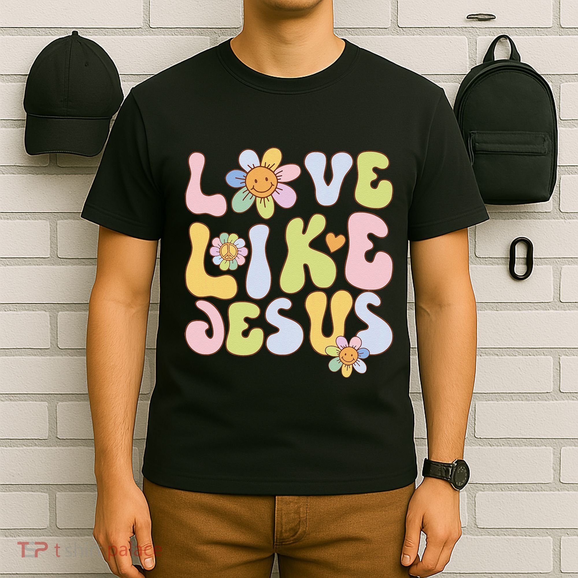 Groovy Love Like Jesus Religious God Christian T-Shirt