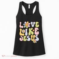 Groovy Love Like Jesus Religious God Christian Women's Tank Top thumb 0