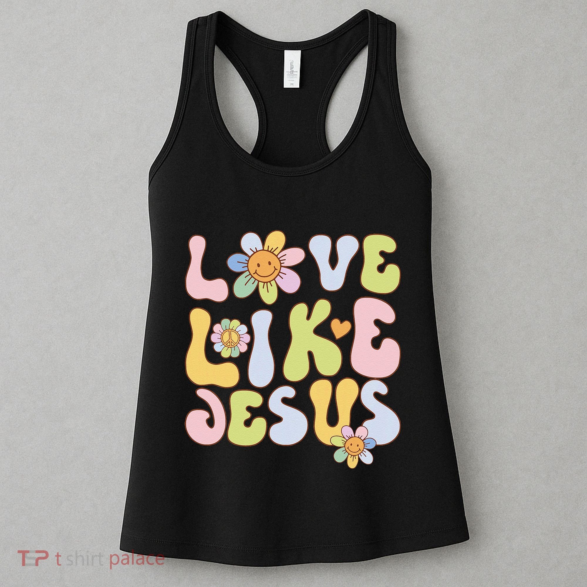 Groovy Love Like Jesus Religious God Christian Women's Tank Top