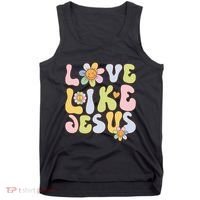 Groovy Love Like Jesus Religious God Christian Tank Top thumb 0