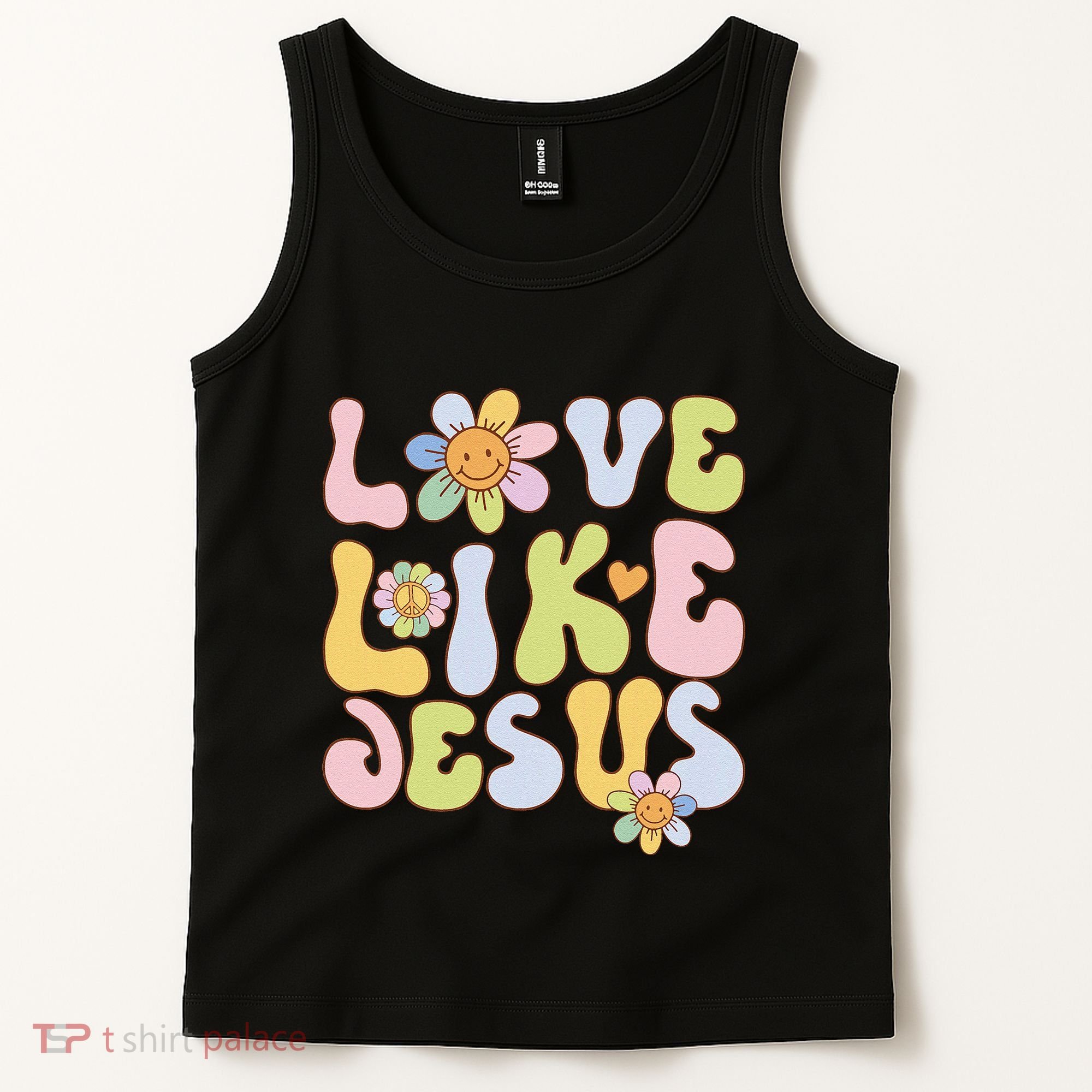 Groovy Love Like Jesus Religious God Christian Tank Top