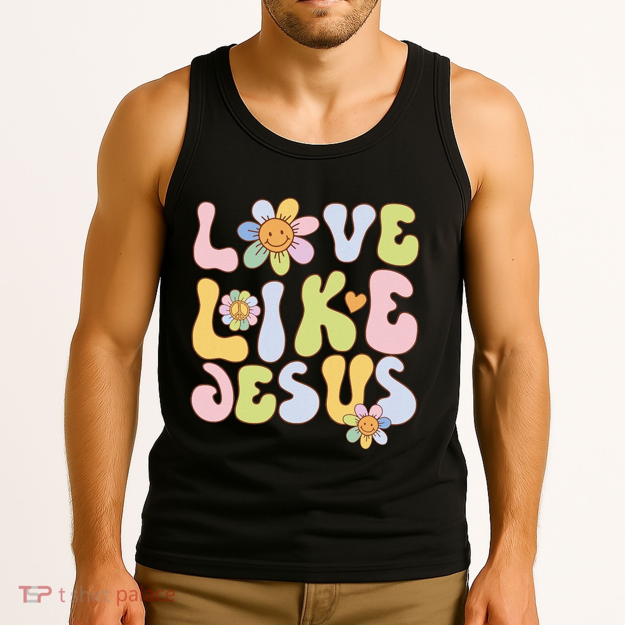 Groovy Love Like Jesus Religious God Christian Tank Top